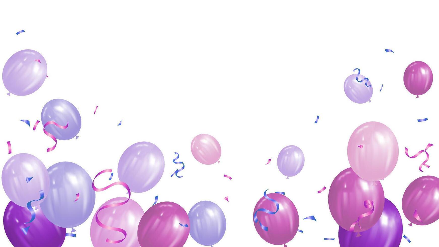 Balloons and confetti purple, pink color element illustration background. Mother day greeting vector