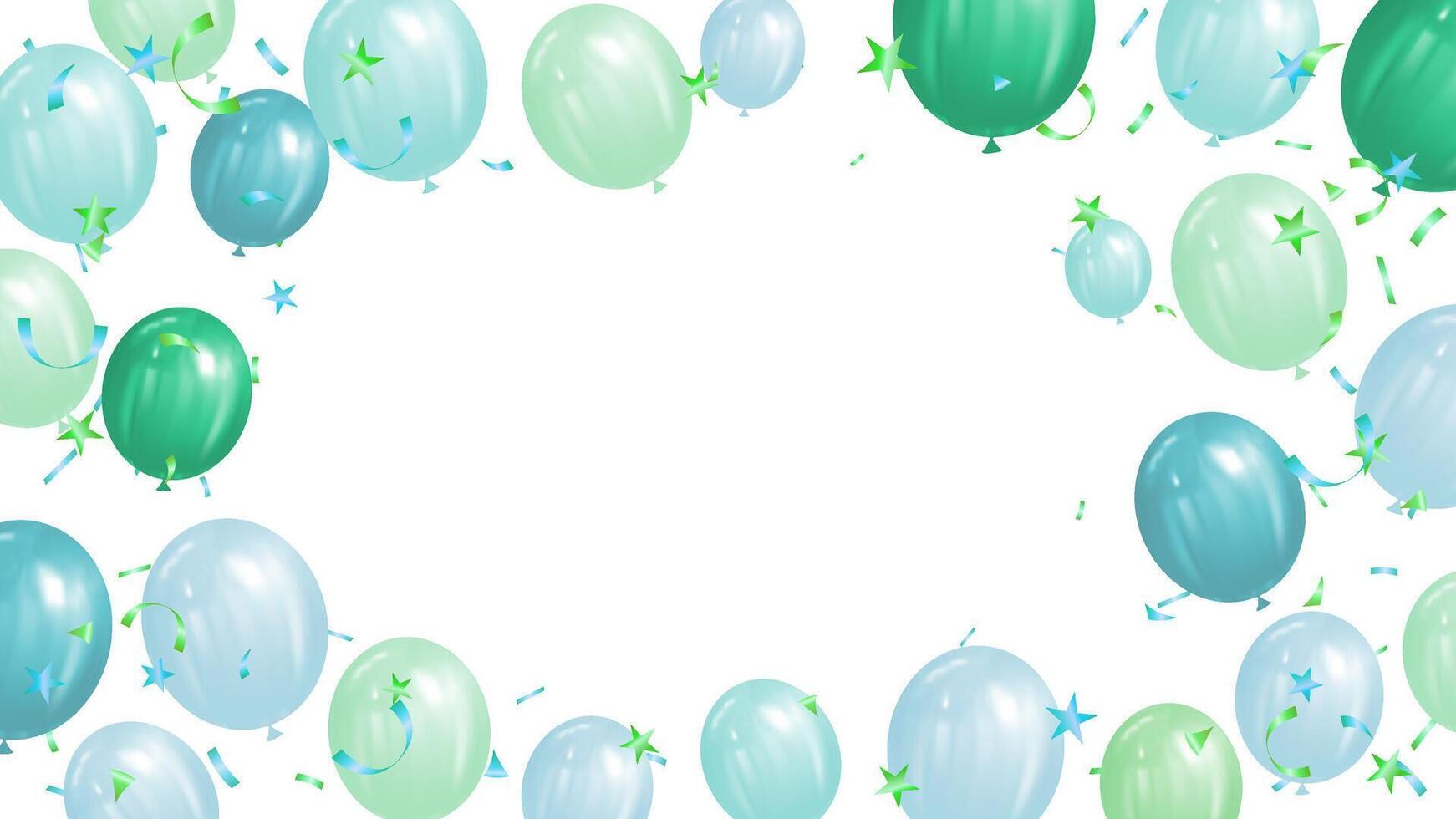 Celebration party banner with blue and green pastel balloons frame template illustration vector