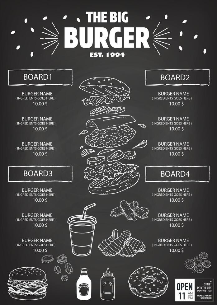 Hand-drawn hamburger menu is suitable for creating a rustic effect in menu designs. vector