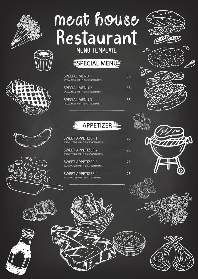 Meat product illustration. Prepared in traditional drawing style. An aesthetic element for poster and menu templates. vector