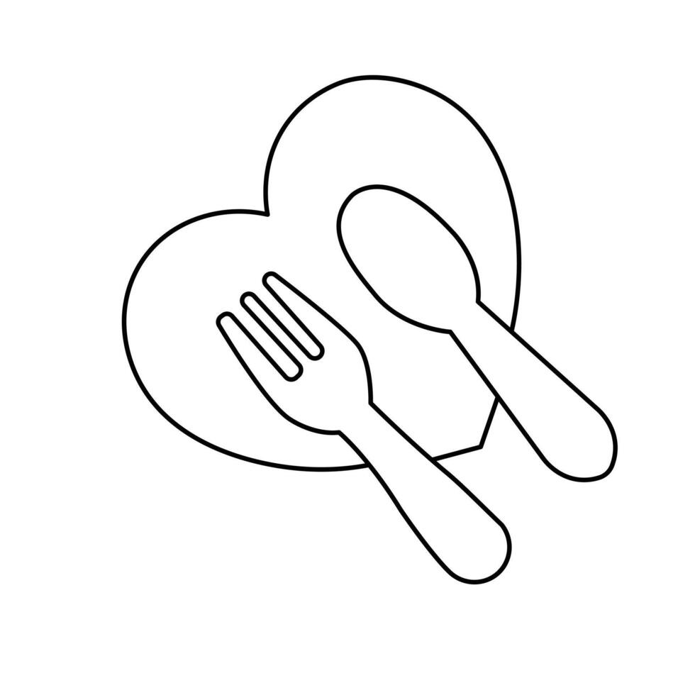 Fork and knife minimalist icon line style vector