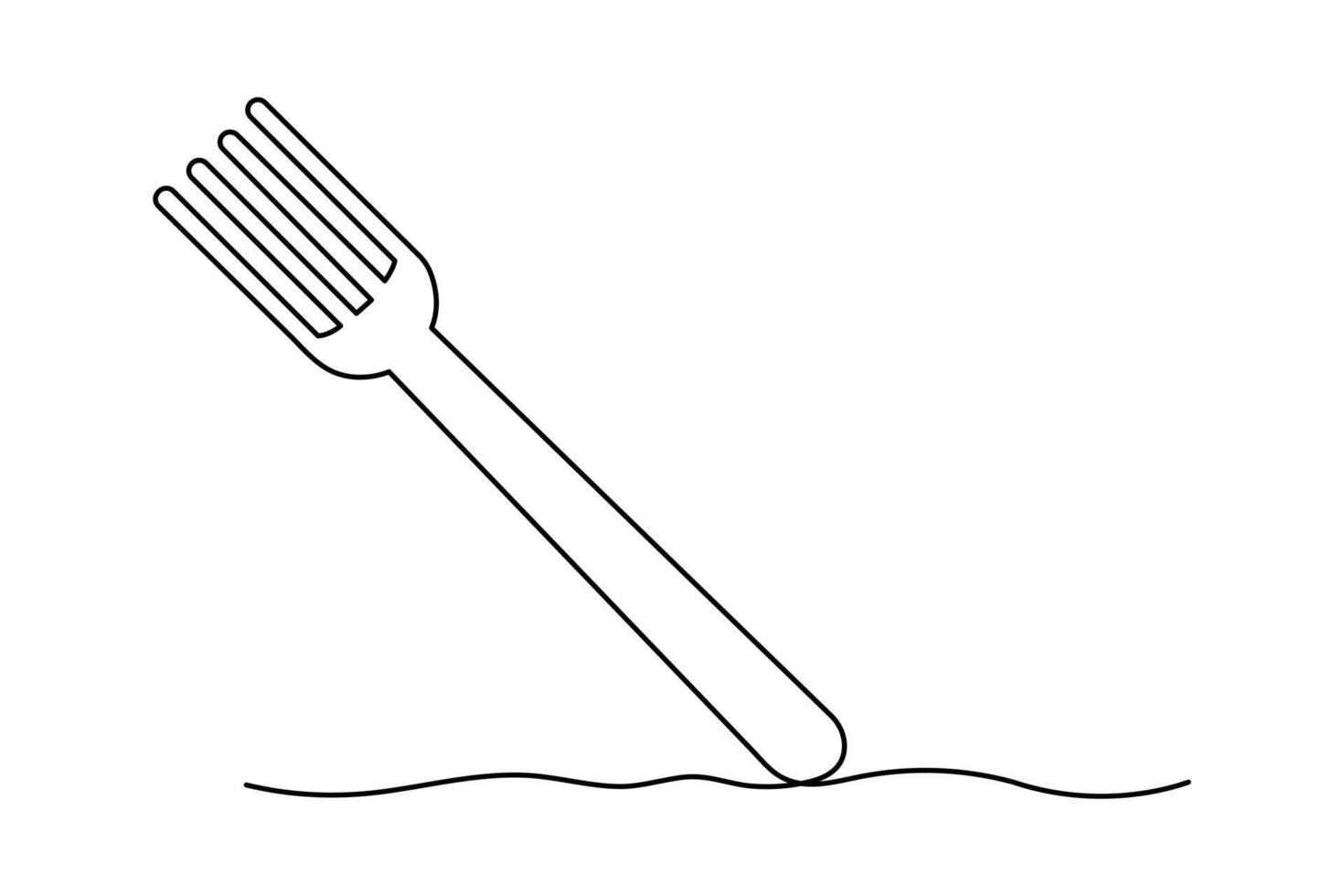 Simple one line fork and knife kitchen symbol vector