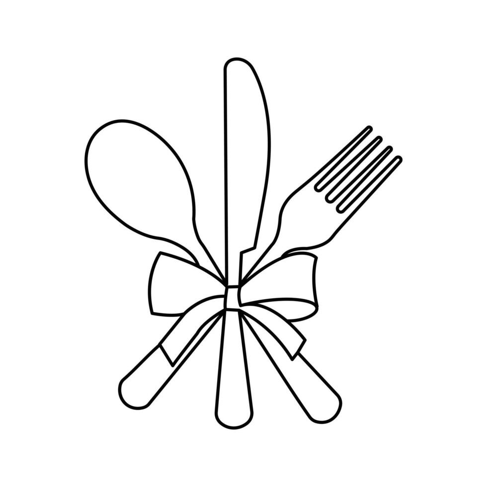 Isolated line art of fork and knife vector