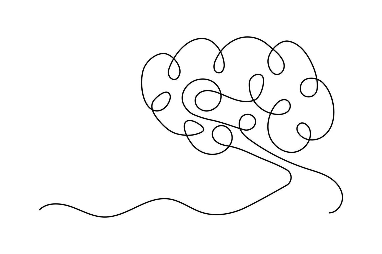 Brain outline in minimalist concept vector