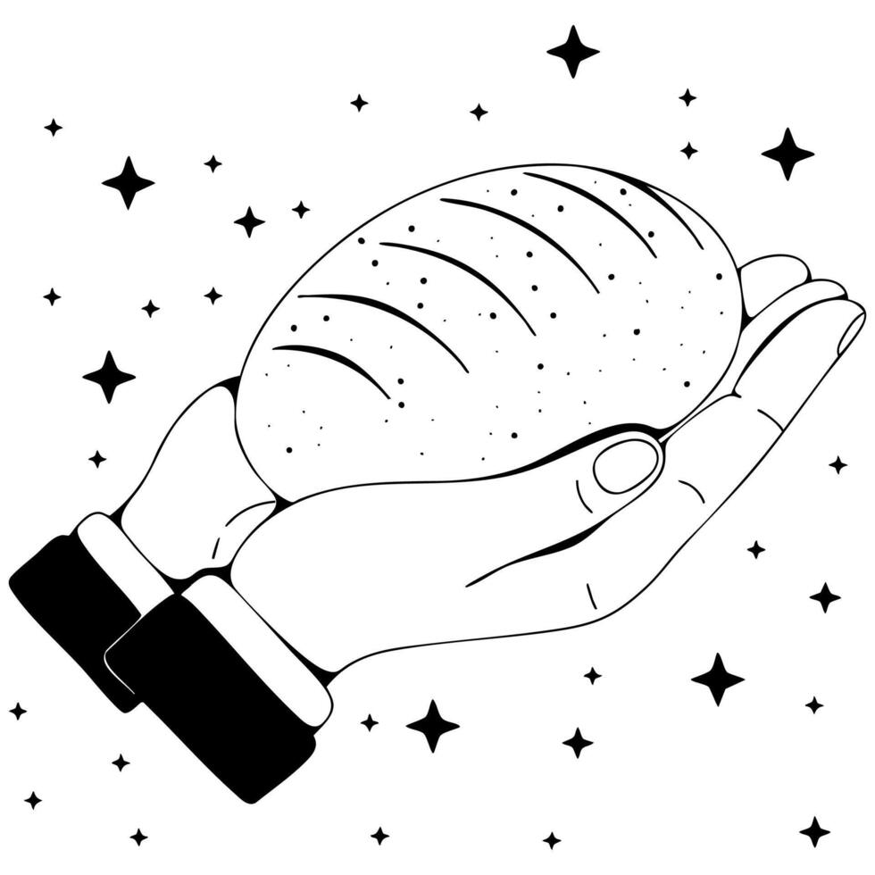 Hand with Bread, hand role illustration vector