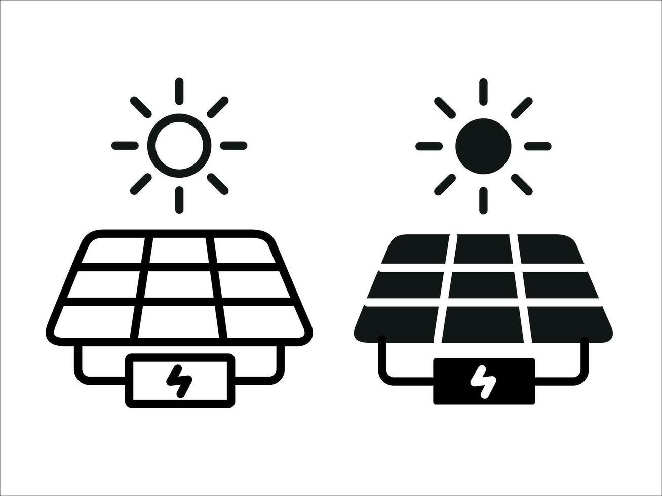 Solar panel icon isolated on white background. Renewable sources of sustainable energy generation with solar panels. Green clean alternative energy. vector