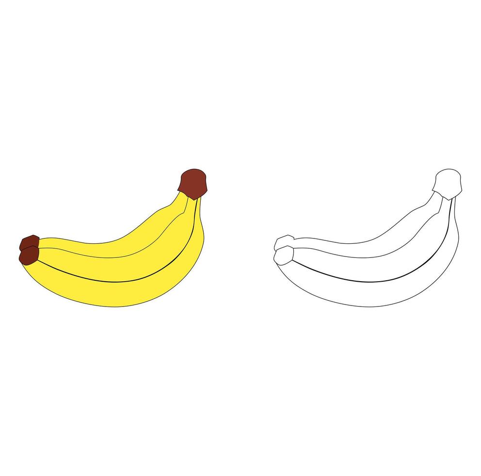 Cartoon Coloring Art Digital Banana Fruit For Voloring Book Vectors Illustation