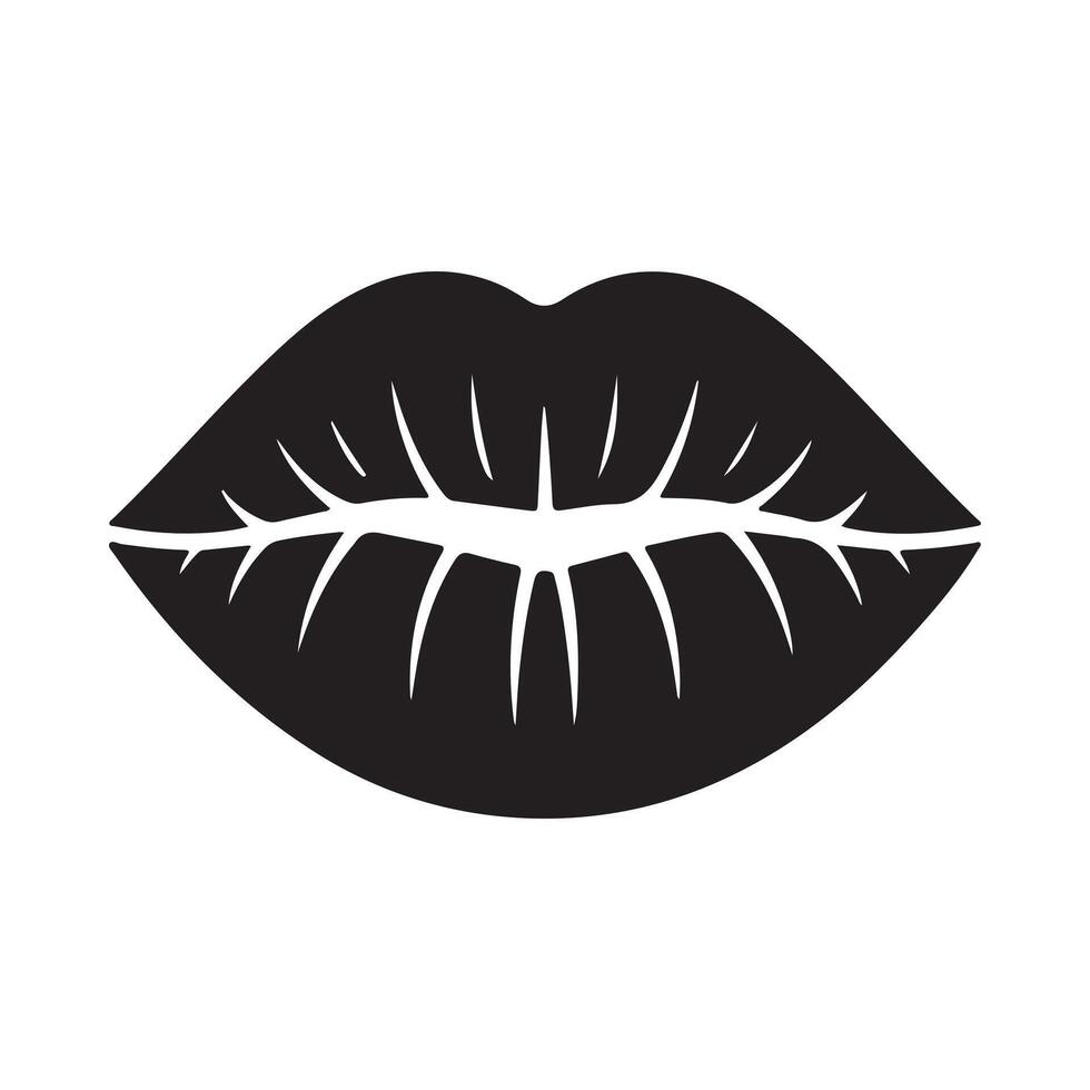 Black lips on white background vector
