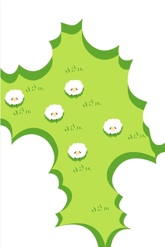 A cartoon sheep is standing on a green field vector