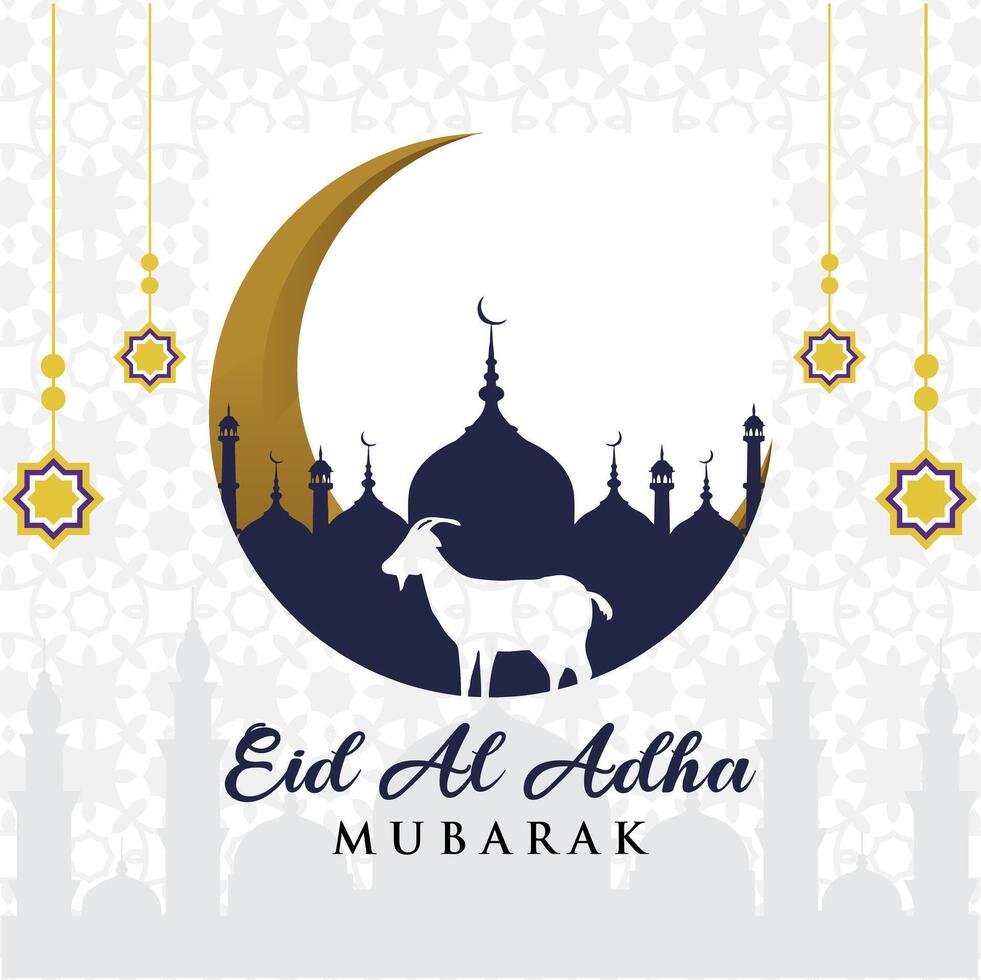 Eid al adha template image Minimalist Eid al Adha White Background vector