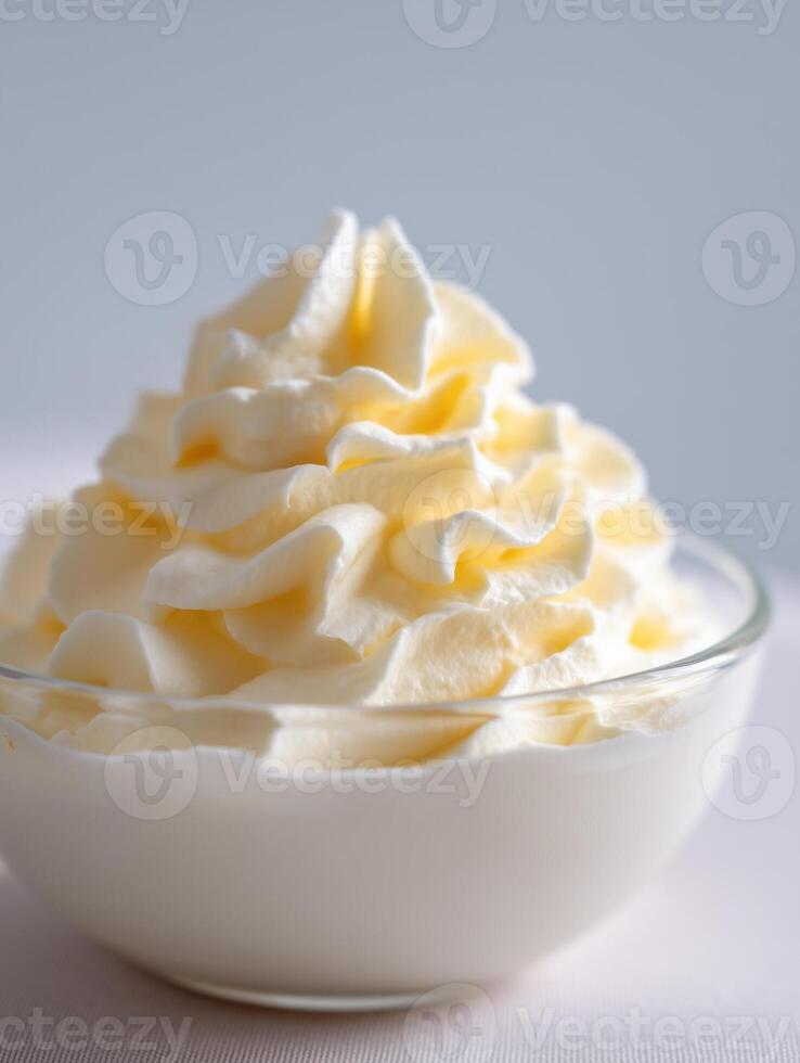 Whipped Cream in Glass Bowl photo