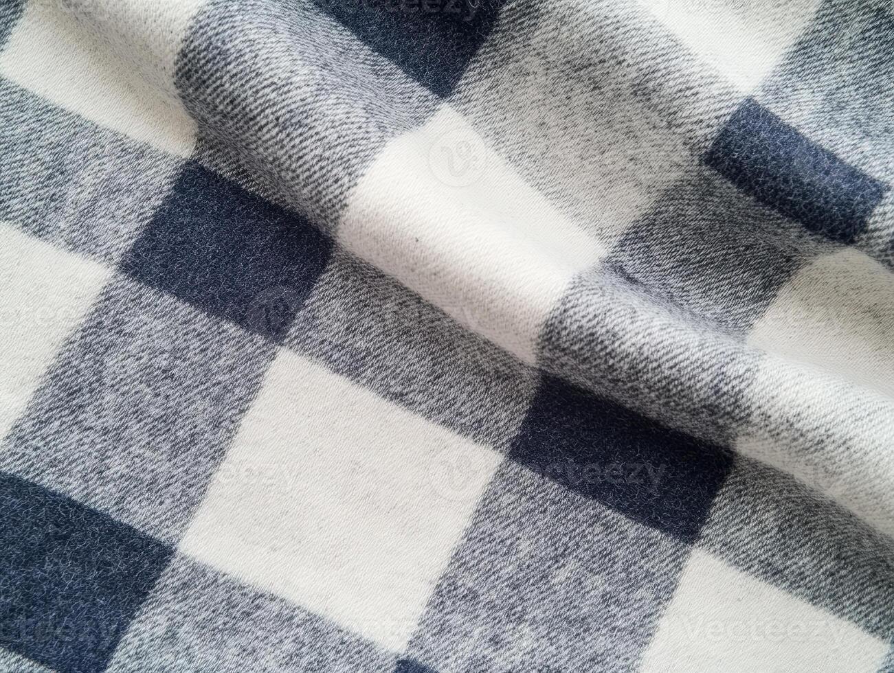 Woven Fabric Sample Off-White and Dark Grey Checkered Pattern photo