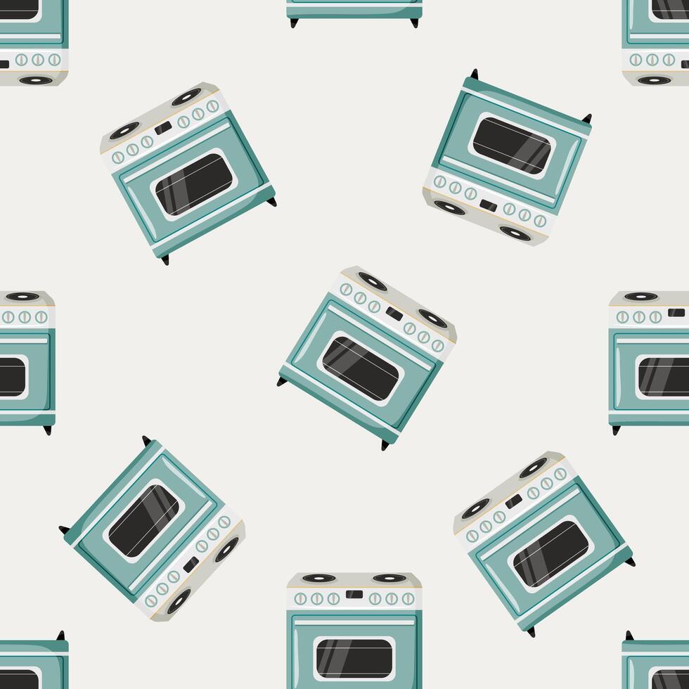Seamless pattern with retro stoves on light background vector