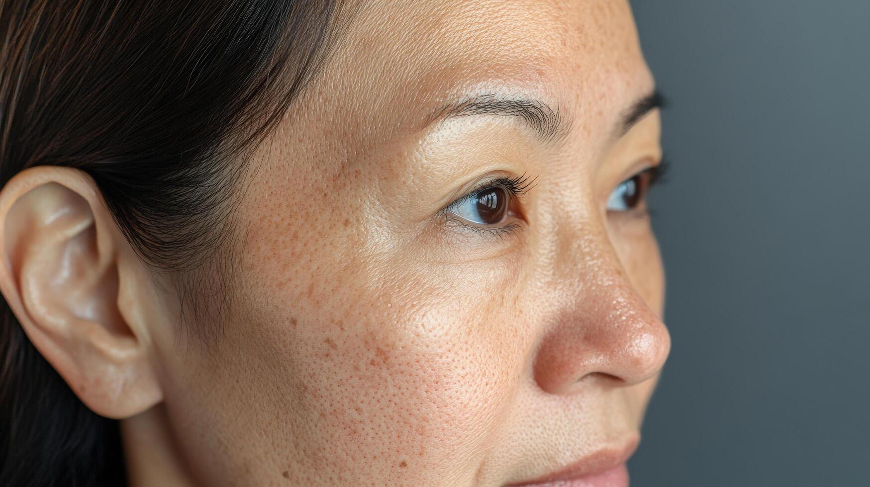 A woman with freckles on her face photo