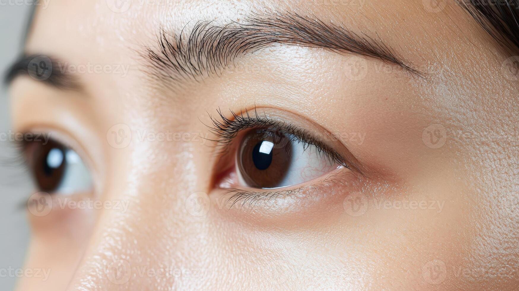 Close-up view of a woman's expressive eyes and facial features. photo