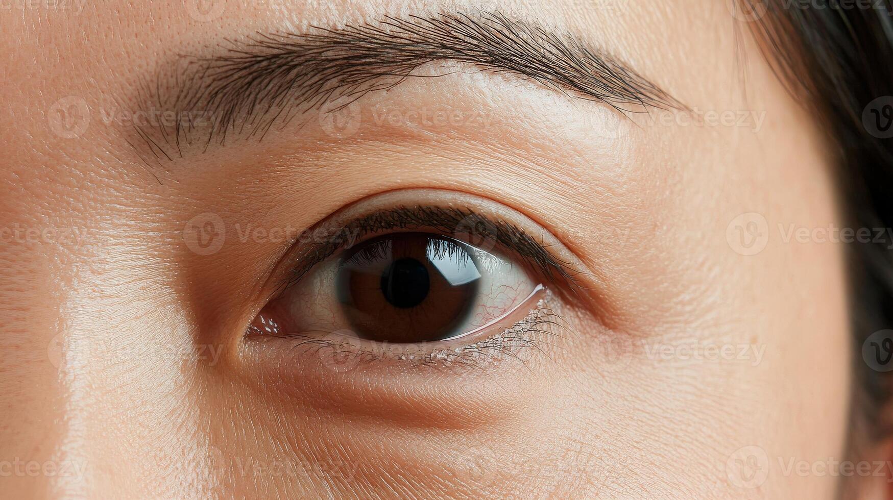 Close-up view of an eye and upper face area. photo