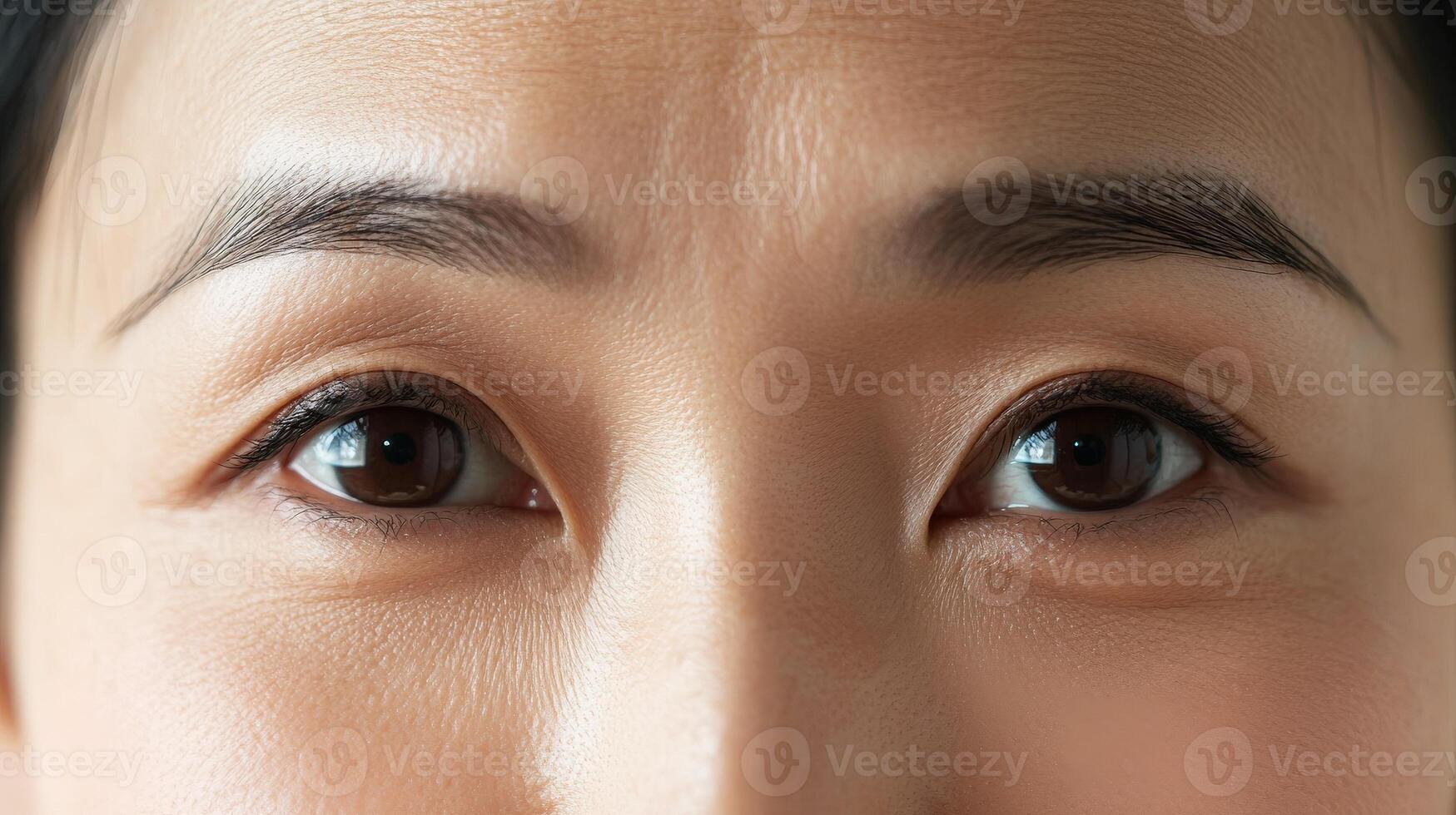 Close-up view of a person's expressive face features. photo