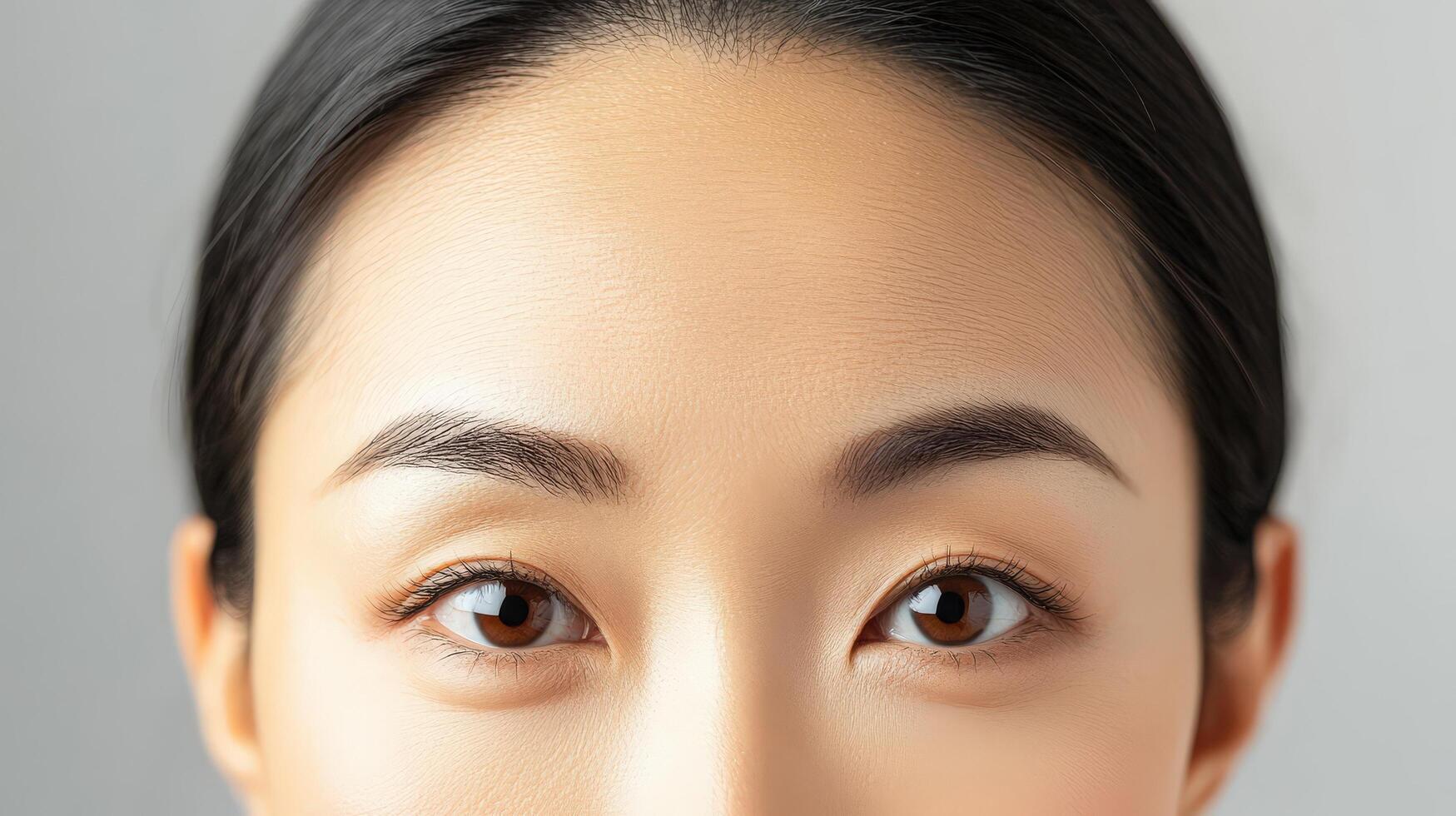 A woman with brown eyes and a white shirt photo