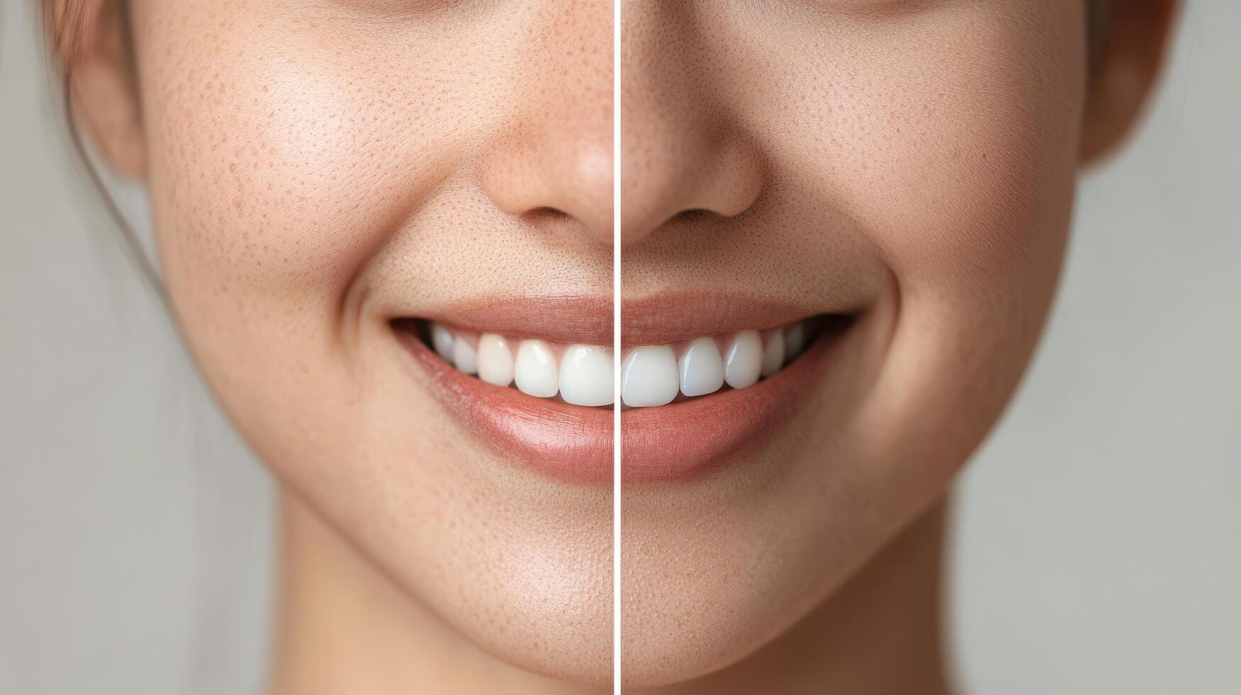 Comparison of teeth whitening treatment results. photo