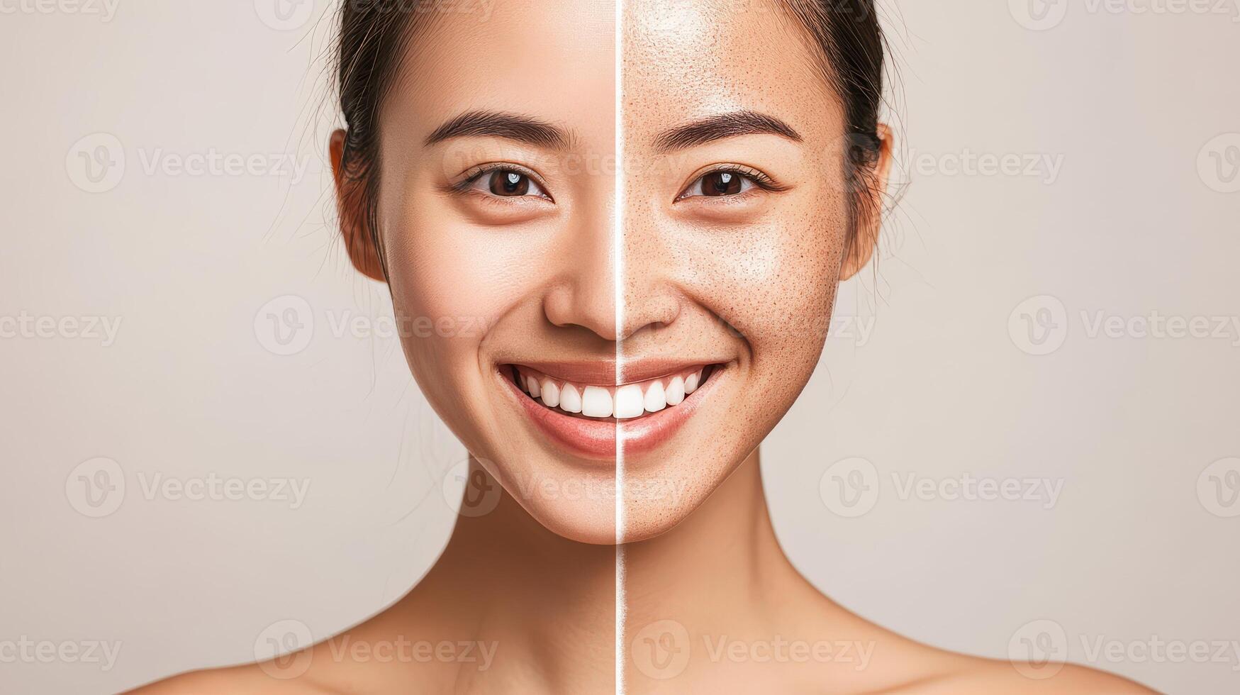 Comparison of skin tones showcasing before and after results. photo