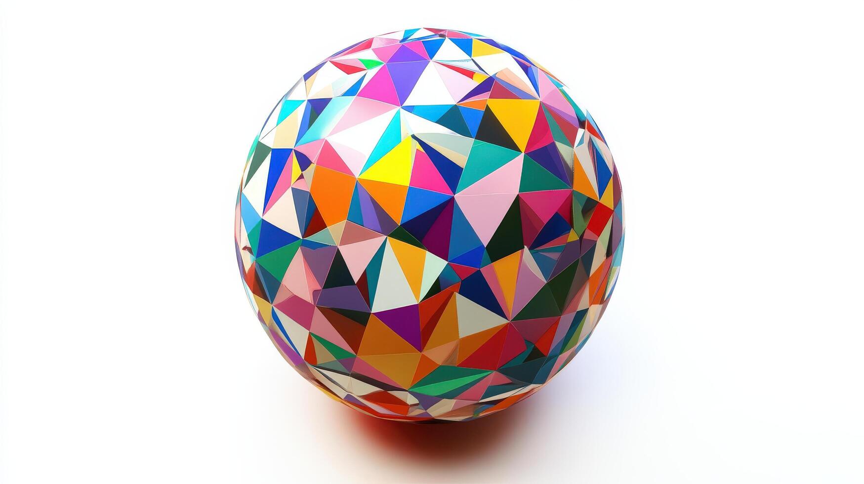 Colorful sphere composed of many small, vibrant triangles. photo