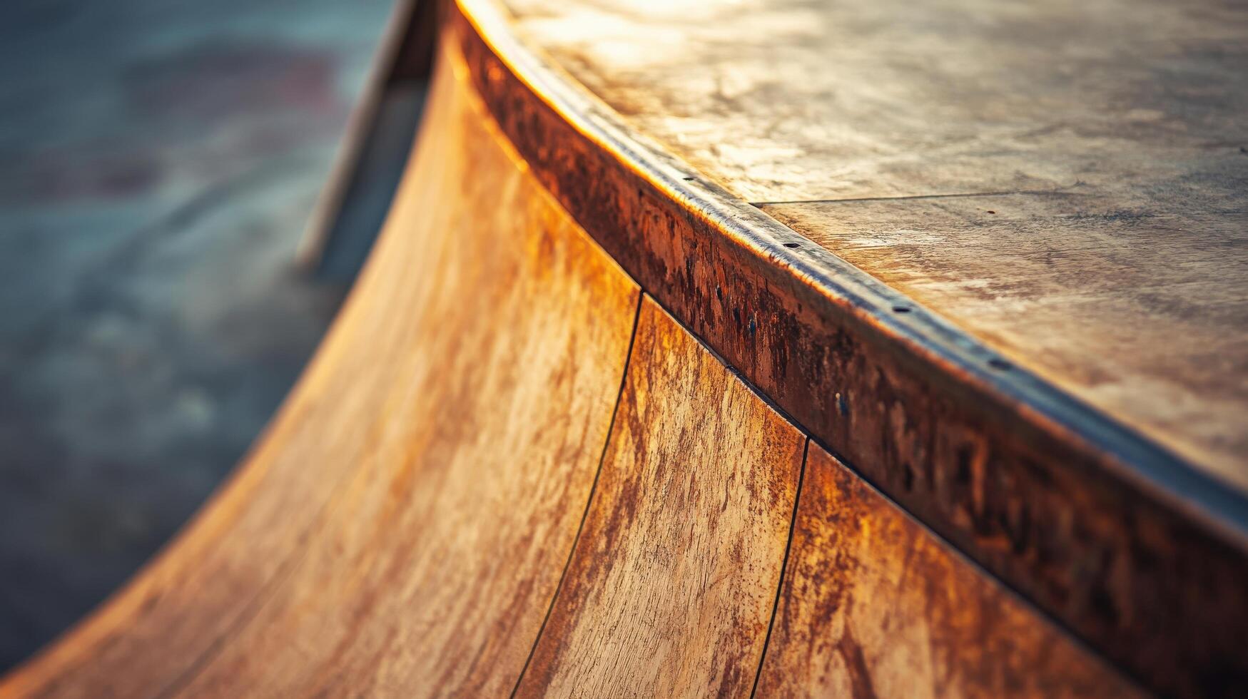 Close-up view of weathered wooden ramp surface. photo