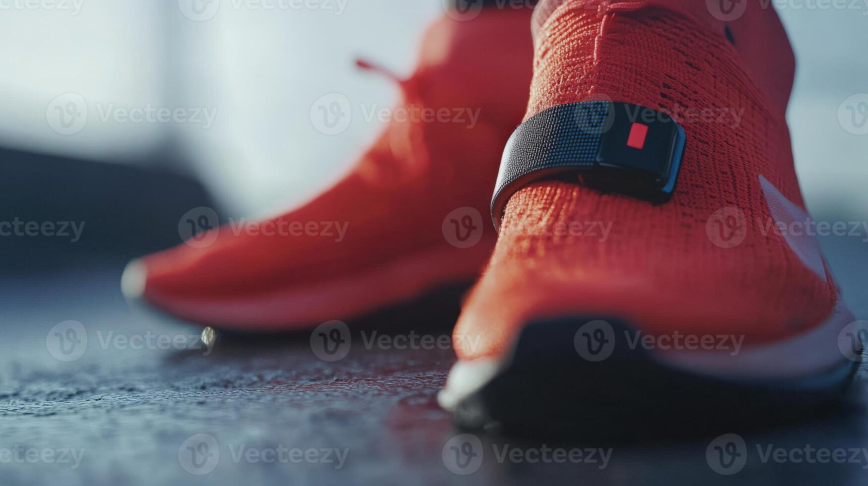 Close-up view of running shoes with technology. photo
