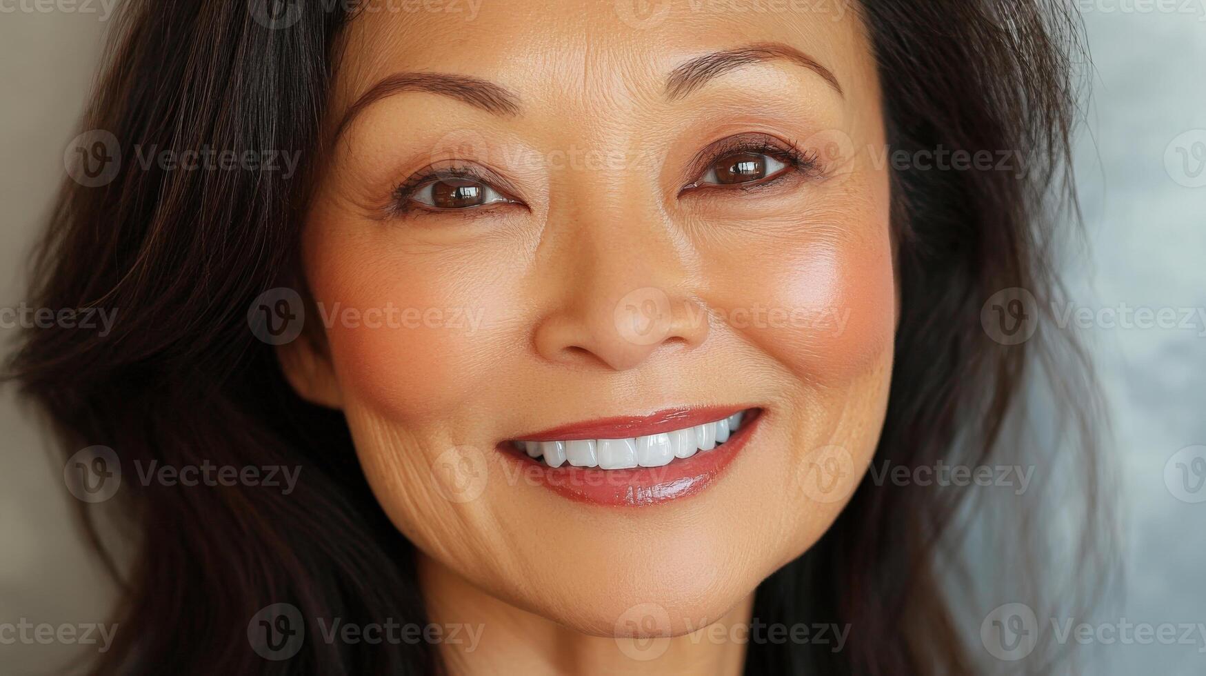 Smiling mature woman's portrait, close-up view. photo