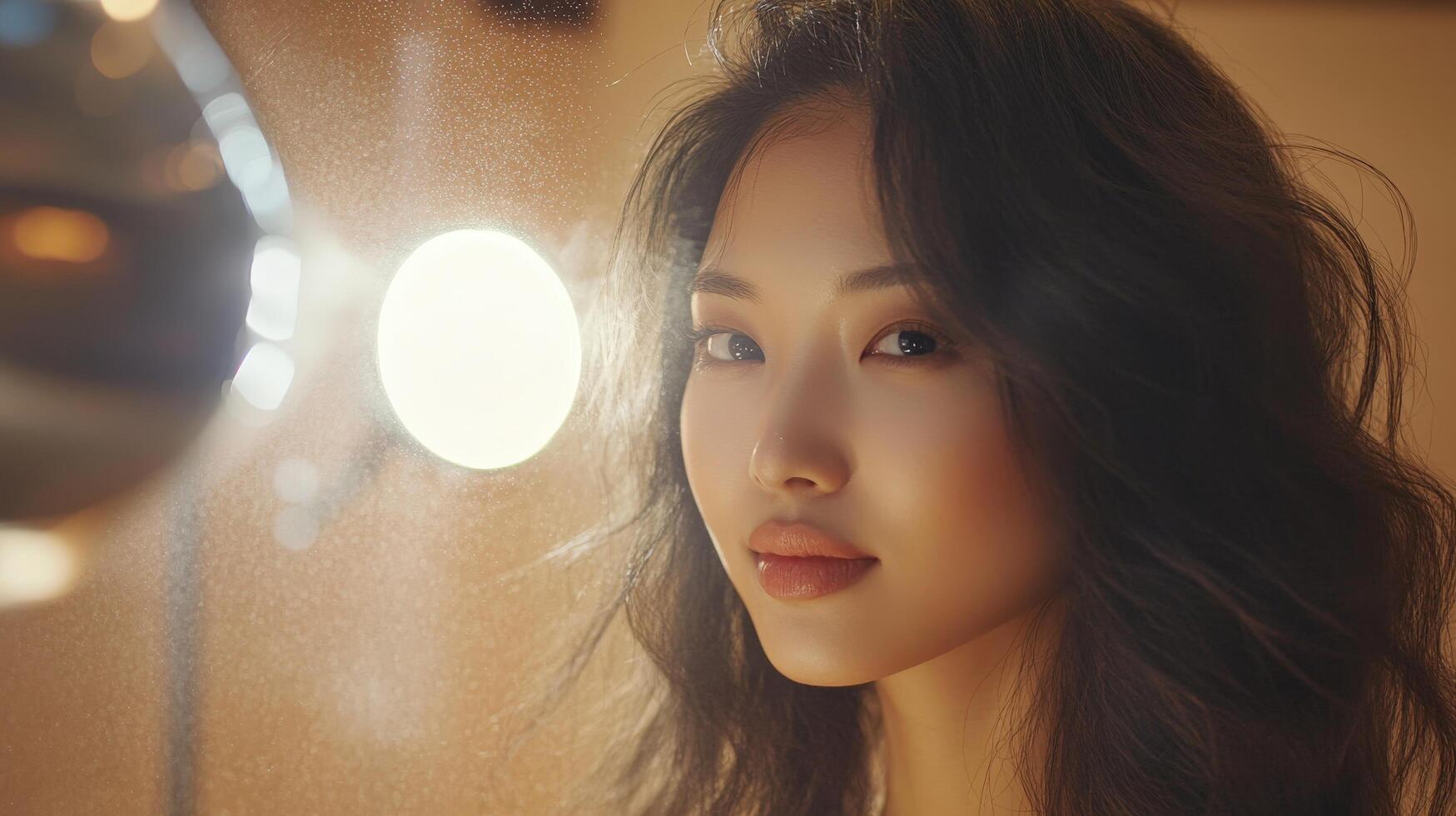 Close-up portrait of a woman with soft lighting. photo