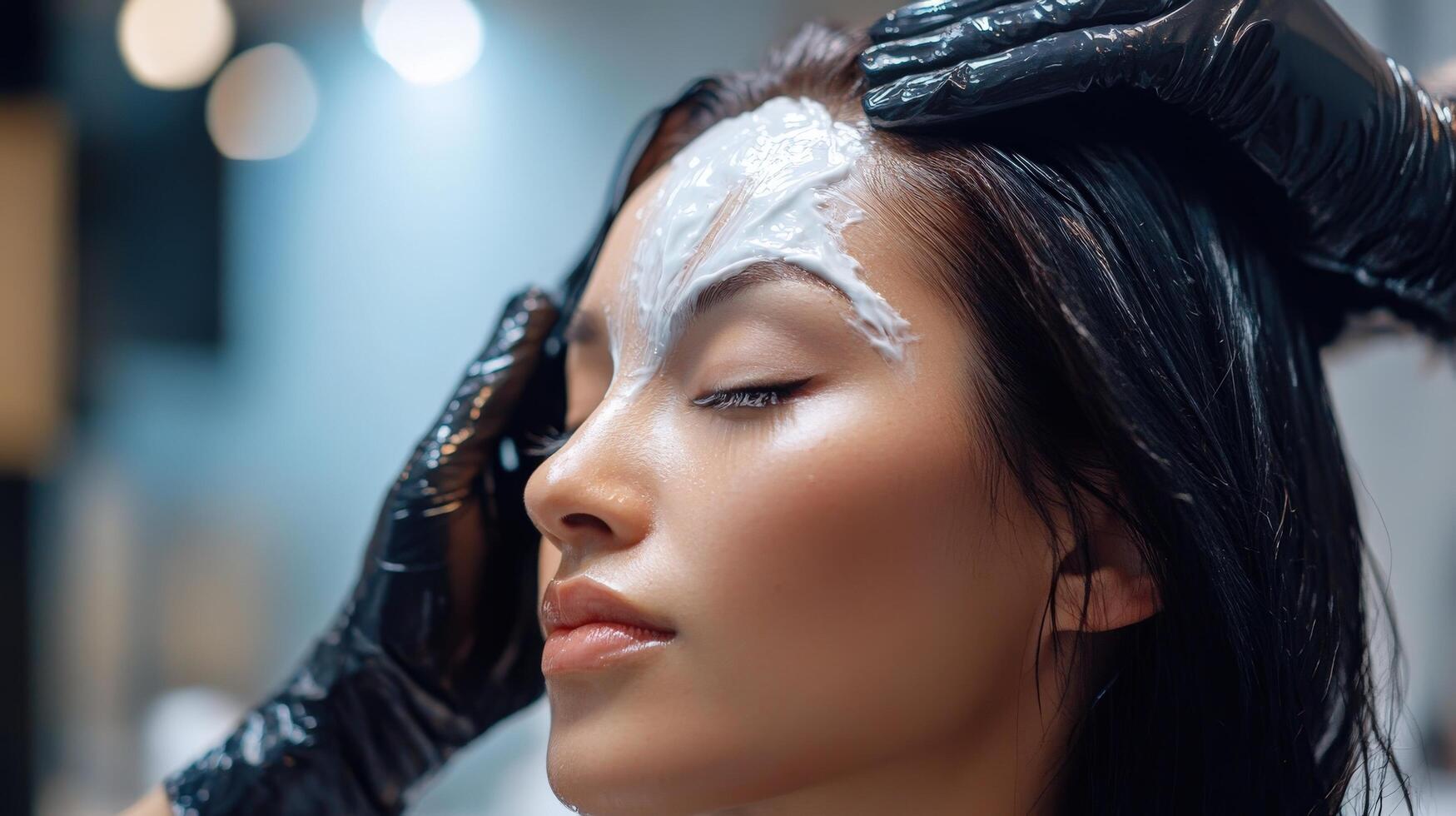 Close-up view of a woman receiving a cosmetic treatment. photo