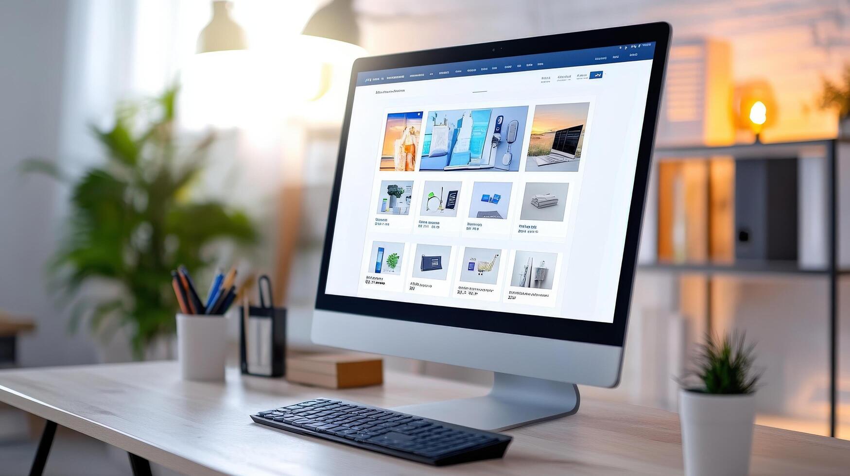 Modern computer display showcasing online product catalog. photo