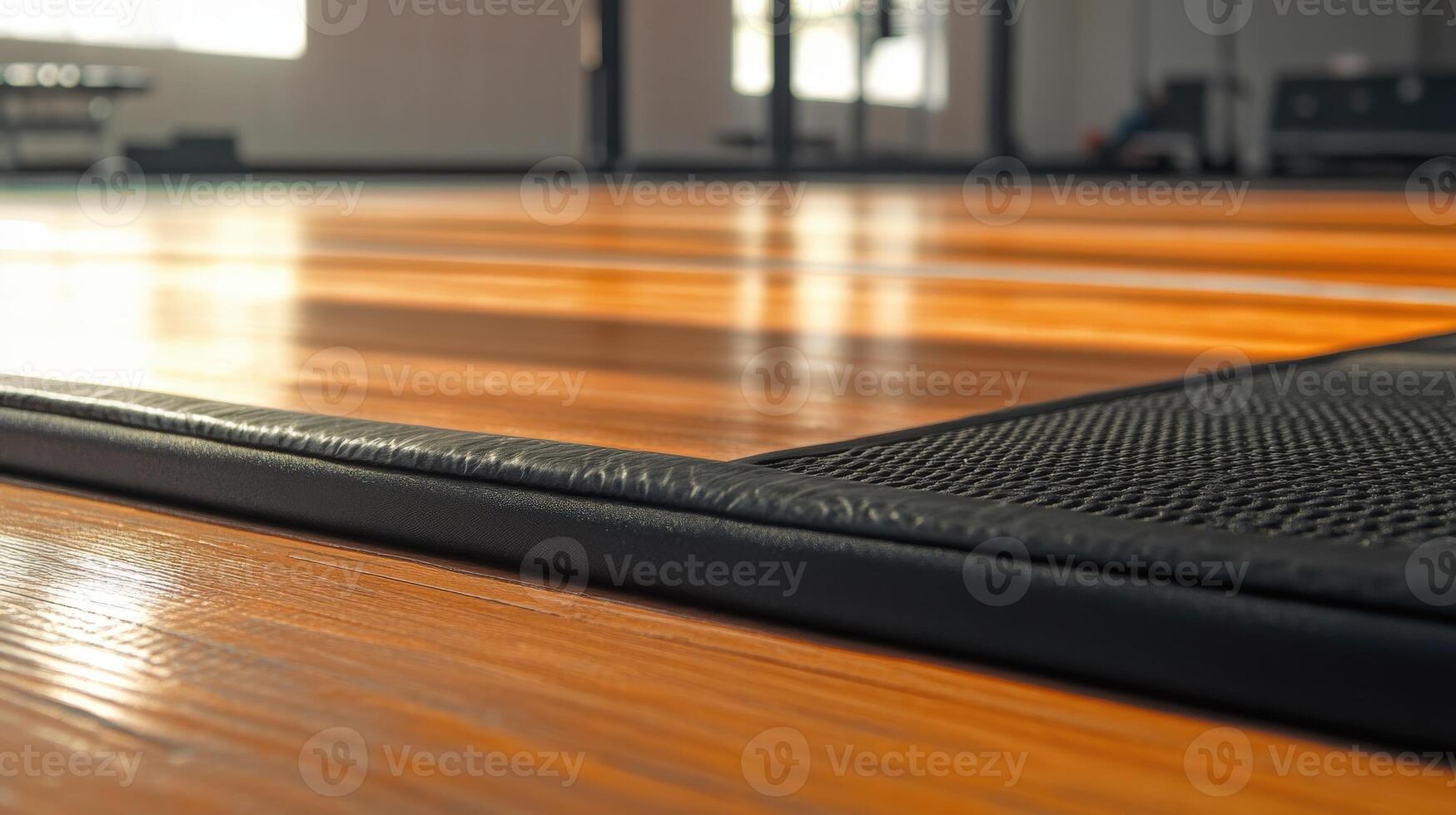 Close-up of a gym floor with a protective mat. photo
