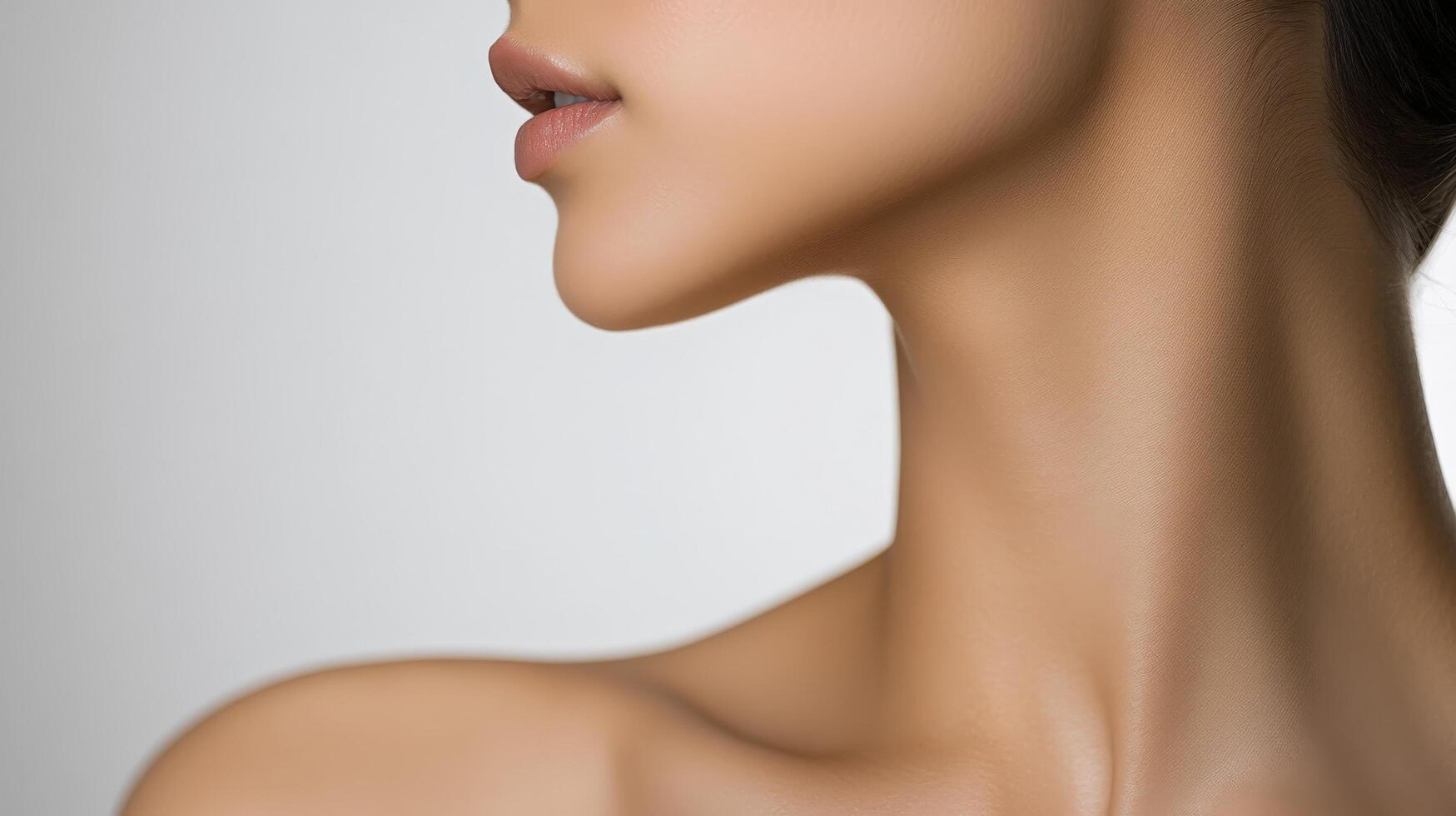 A woman's neck with a white background photo