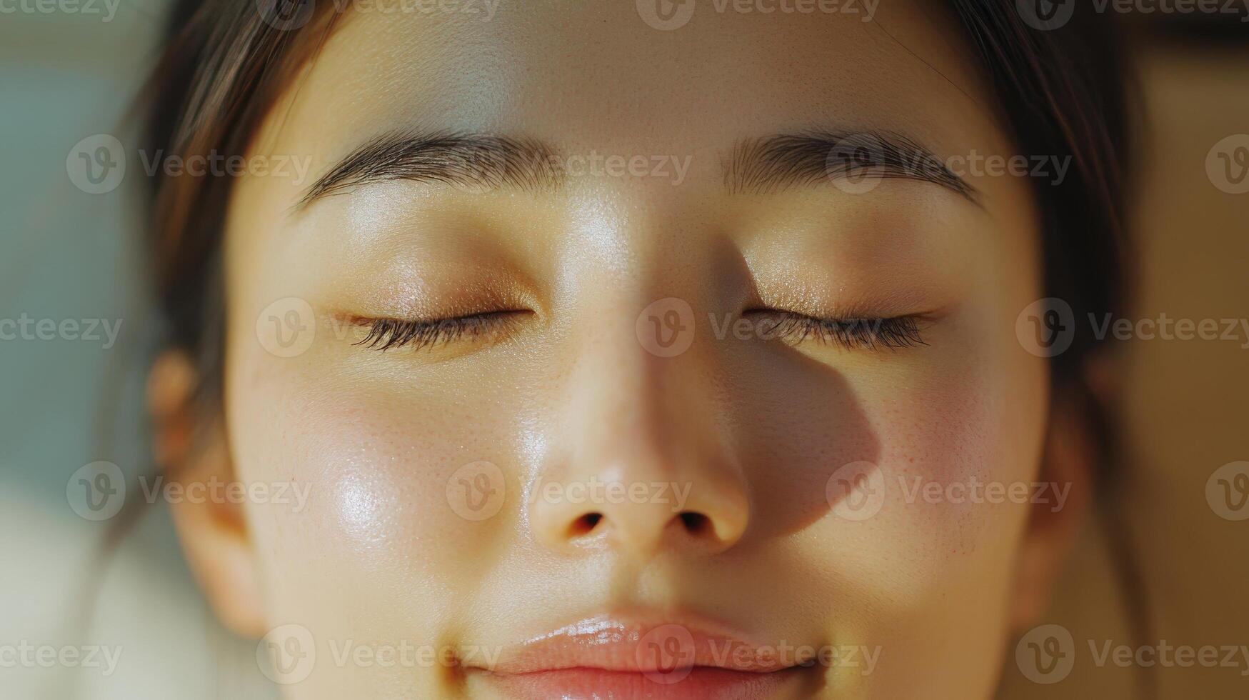 Close-up portrait of a person's face with flawless skin. photo