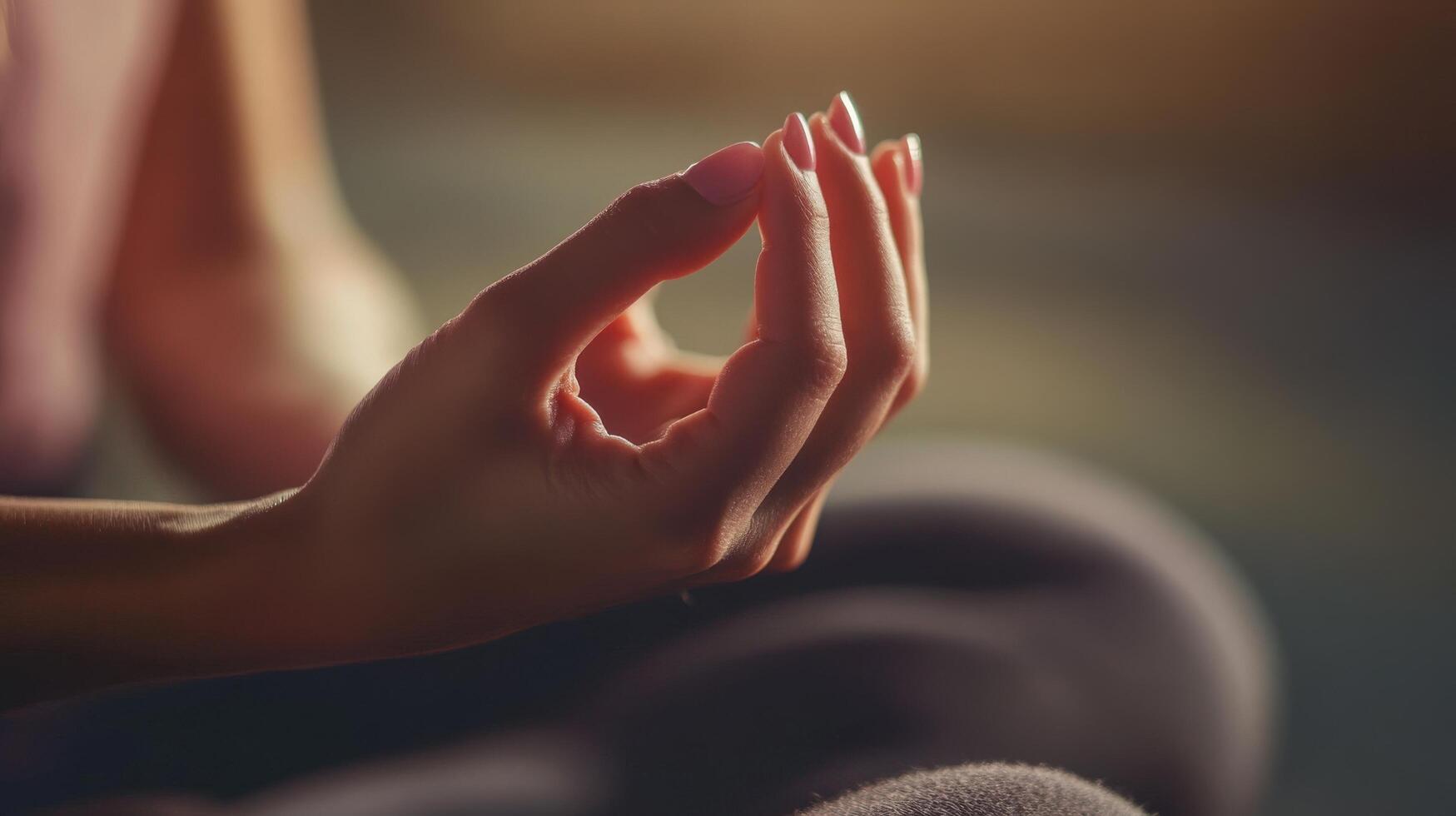 Close-up view of a person's hands in a meditation pose. photo
