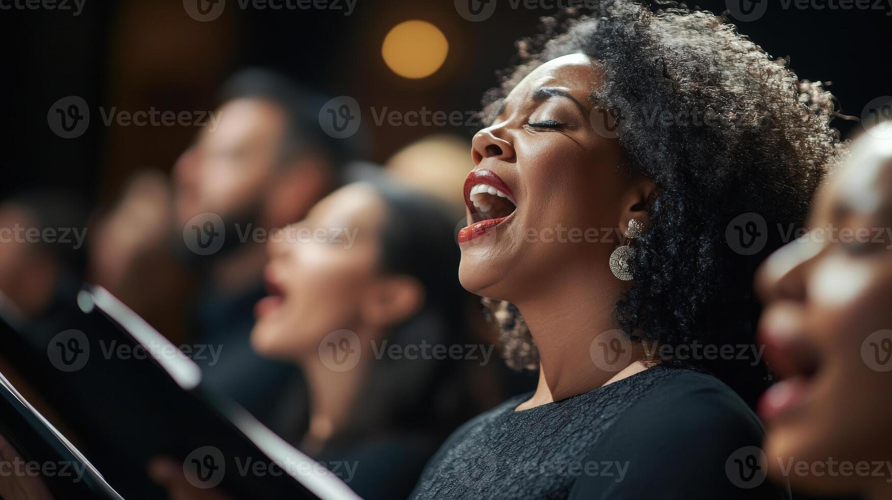 Vocal performance by a choir member. photo