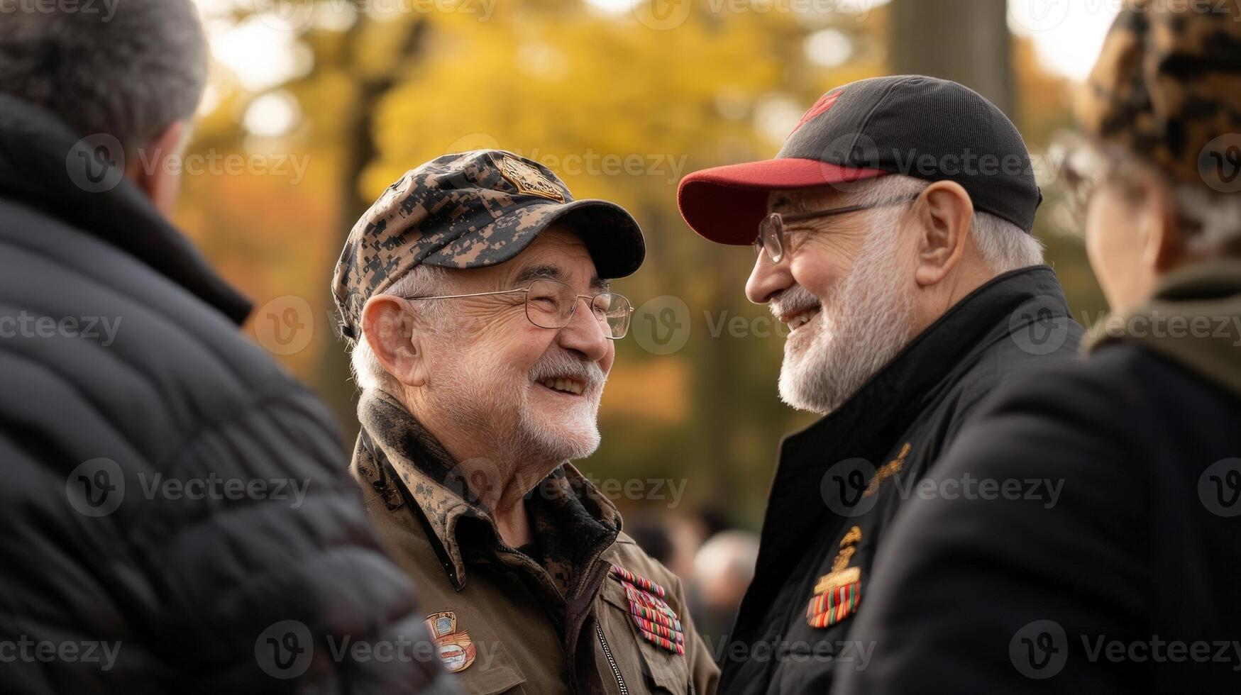 Two older men smiling and sharing a meaningful moment together photo