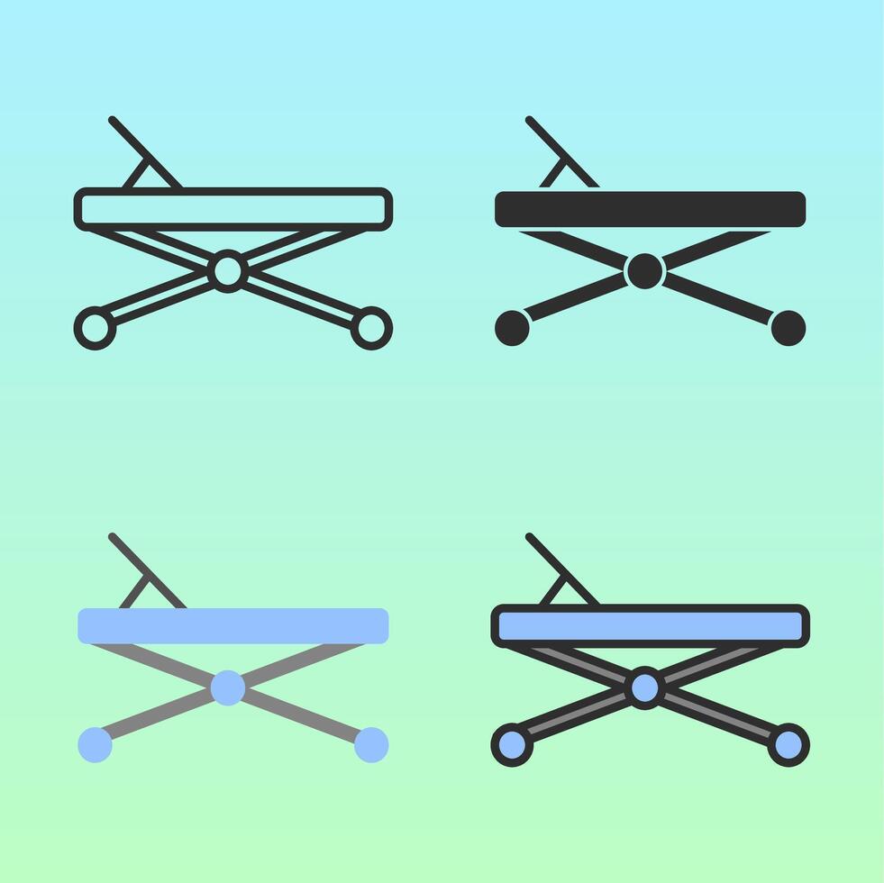 Hospital stretcher and medical beds in minimalist flat design. Fits health content focusing on inpatient care, emergency room scenes, or recovery facilities. vector