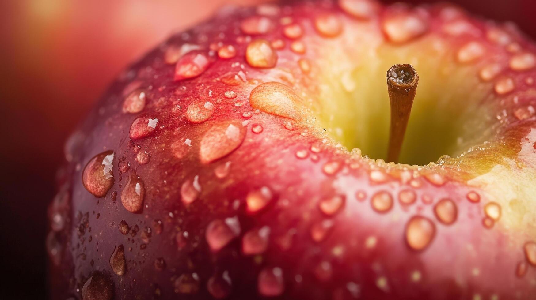 Close-up view of a wet red with water droplets. photo