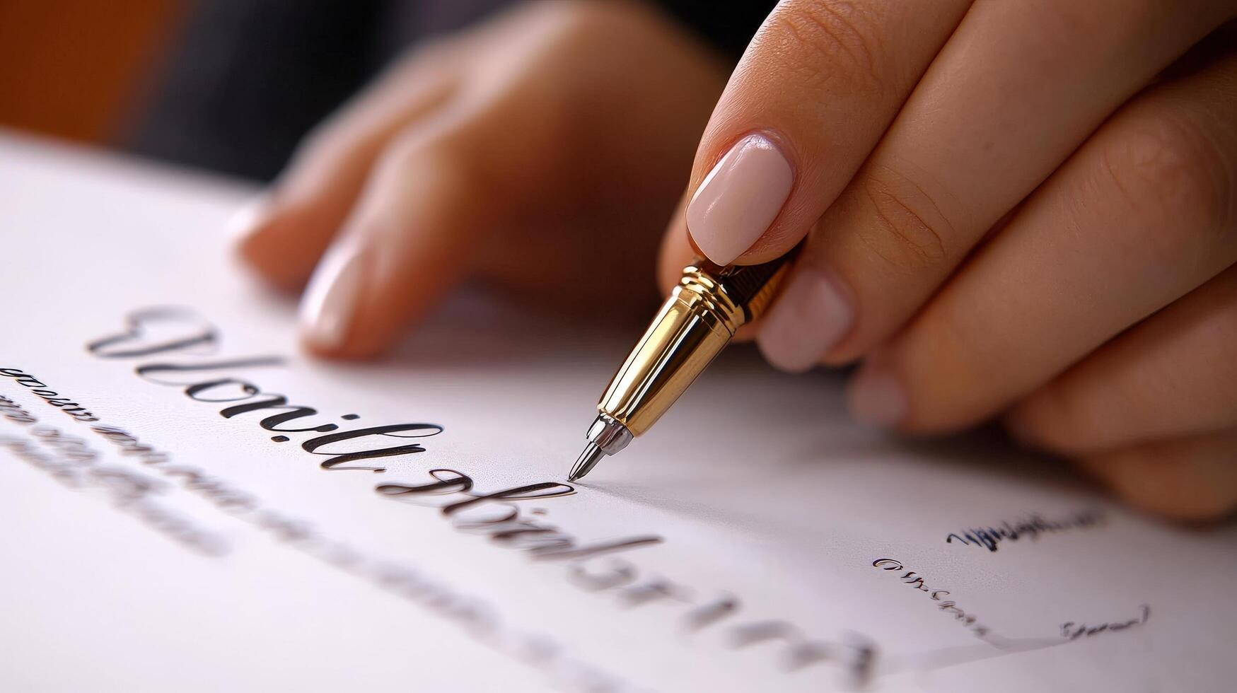 Close up photo of a hand writing with a fountain pen
