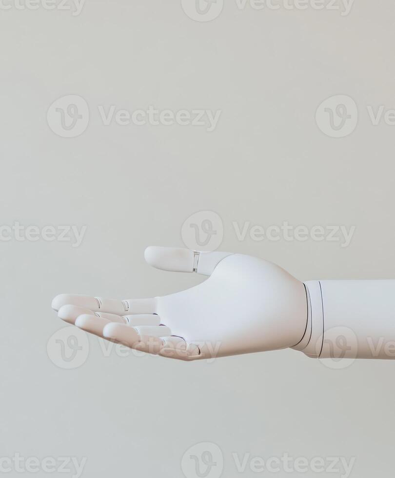 White Robotic Arm and Hand in Open Palm Position photo