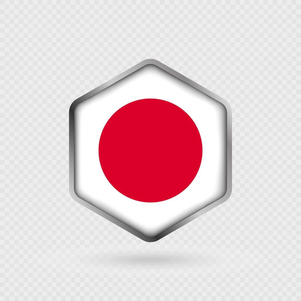 Japan Flag Icon in Hexagon Shape. vector