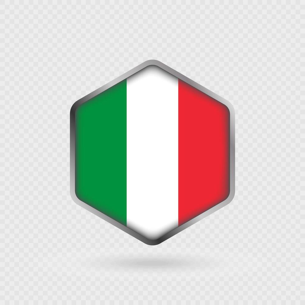 Italy Flag Icon in Hexagon Shape. vector