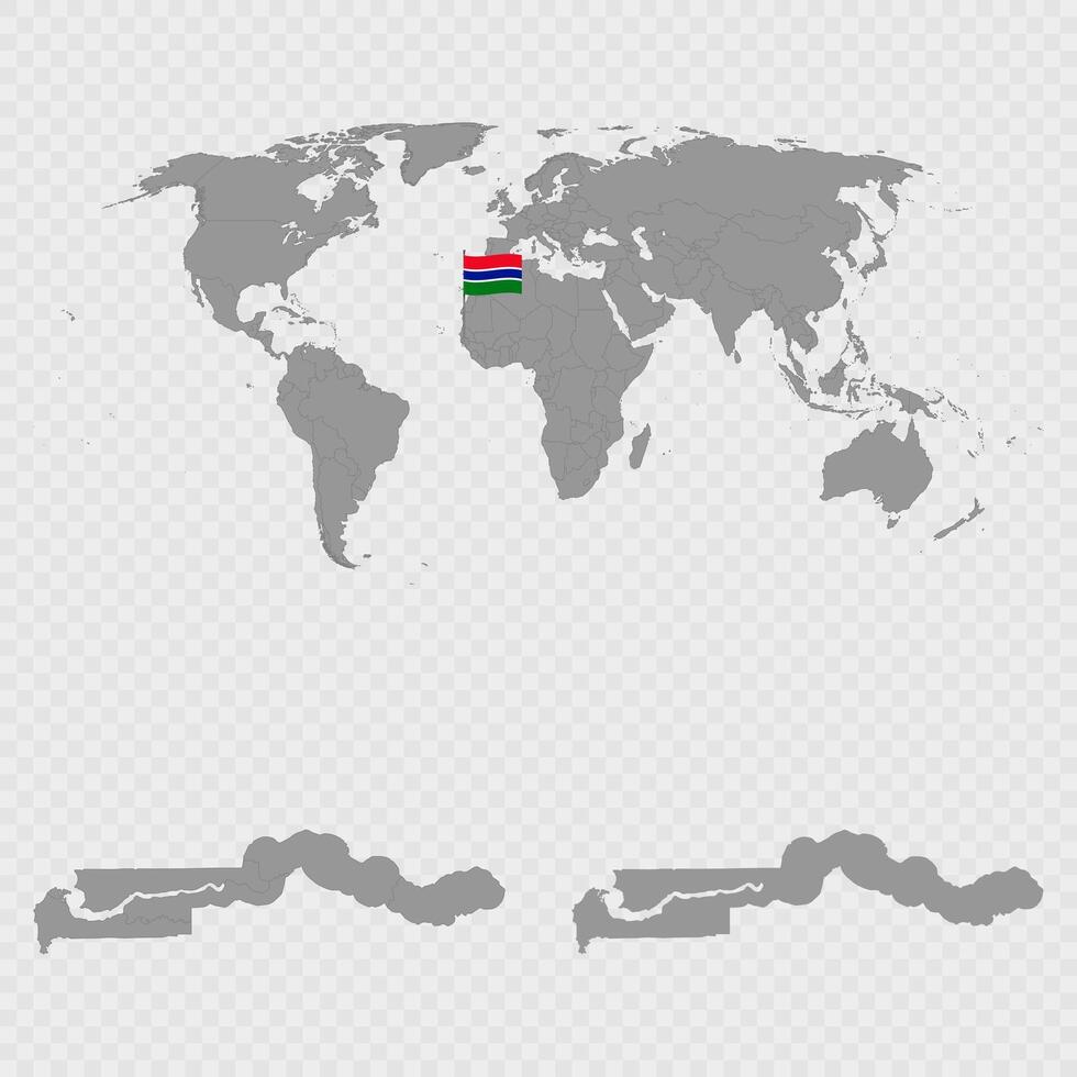 Gambia Map Set with World Location. vector