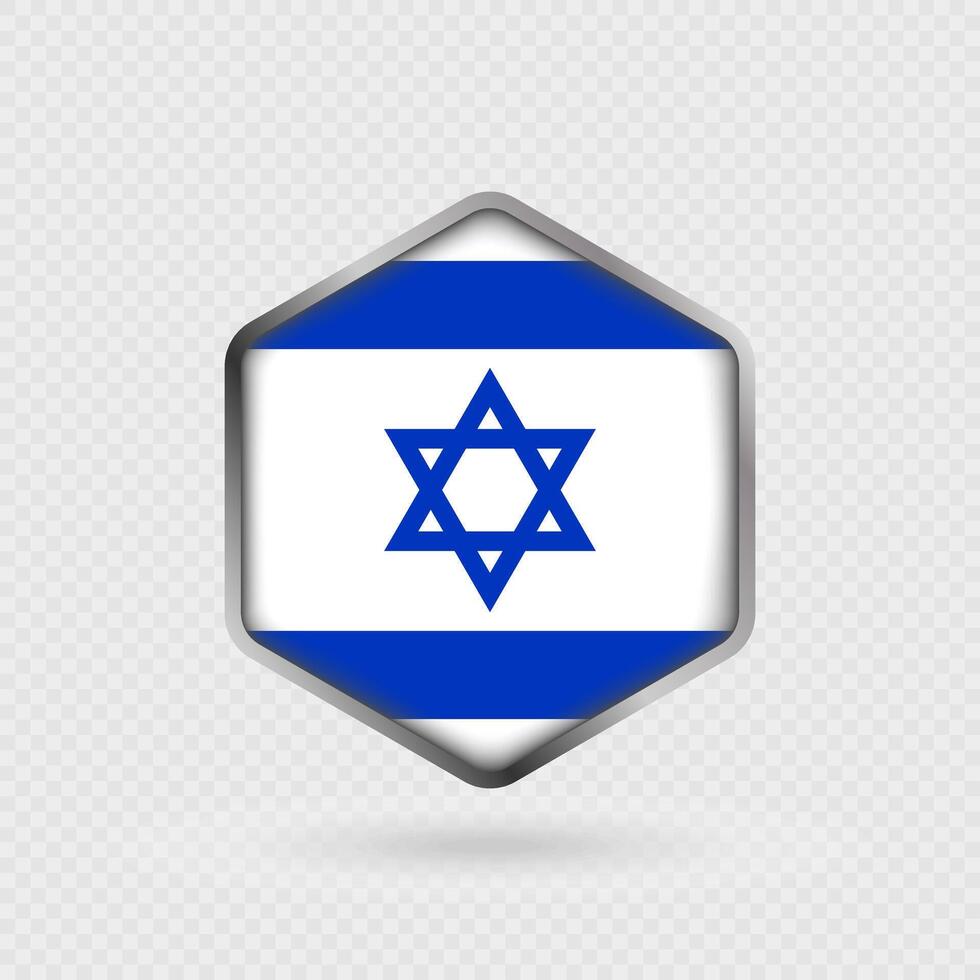 Israel Flag Icon in Hexagon Shape. vector