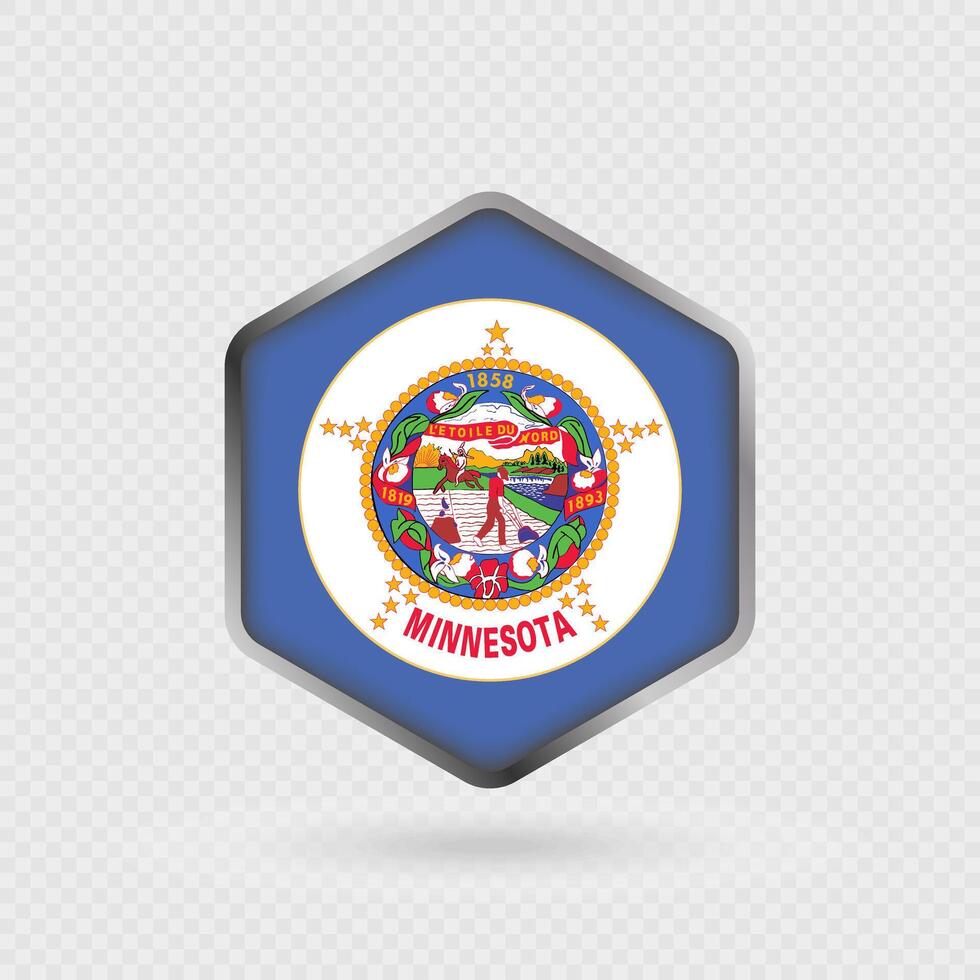 Minnesota State Flag Icon in Hexagon Shape. vector
