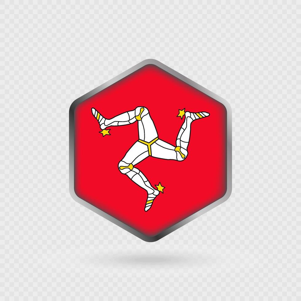Isle of Man Flag Icon in Hexagon Shape. vector