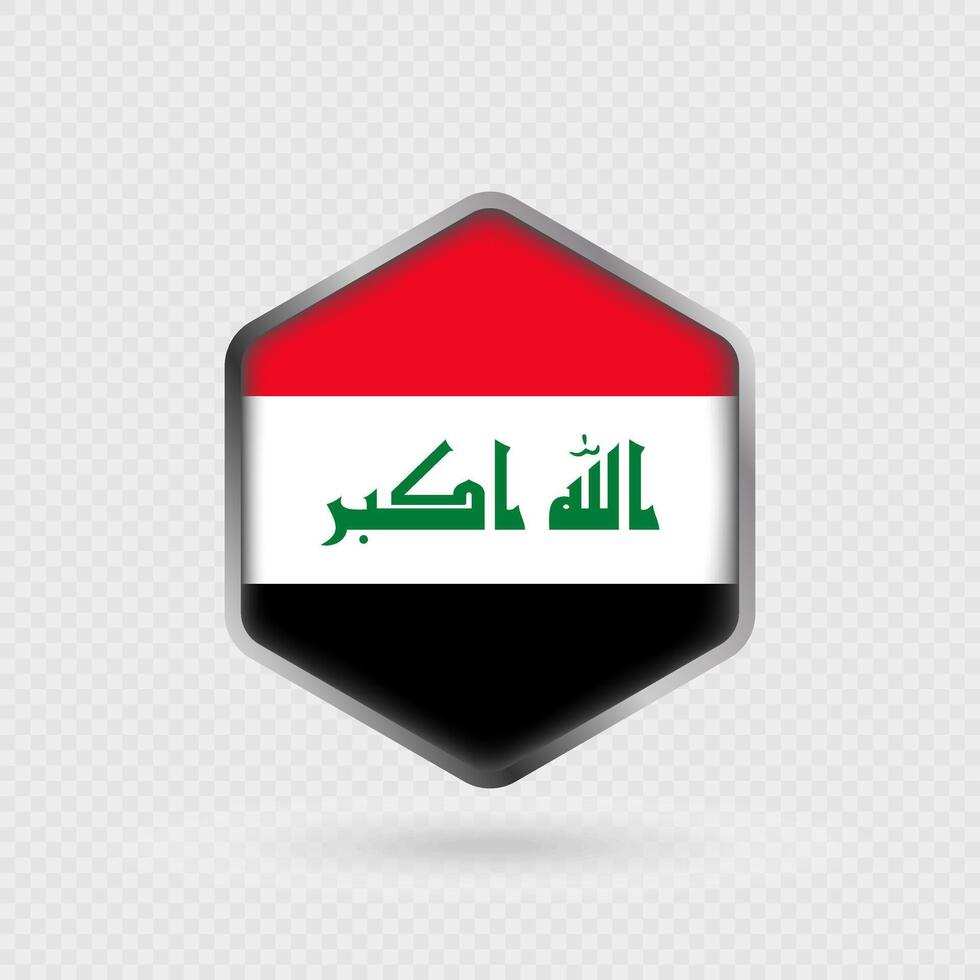 Iraq Flag Icon in Hexagon Shape. vector