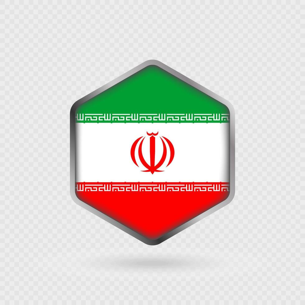 Iran Flag Icon in Hexagon Shape. vector