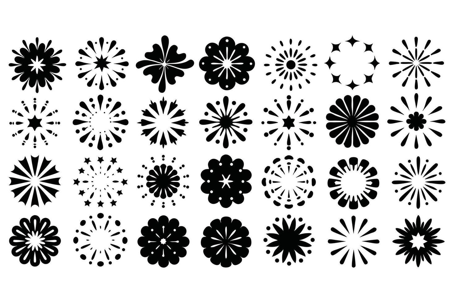 Abstract Floral Silhouette Icon Set Decorative Flower and Geometric Bloom Collection vector
